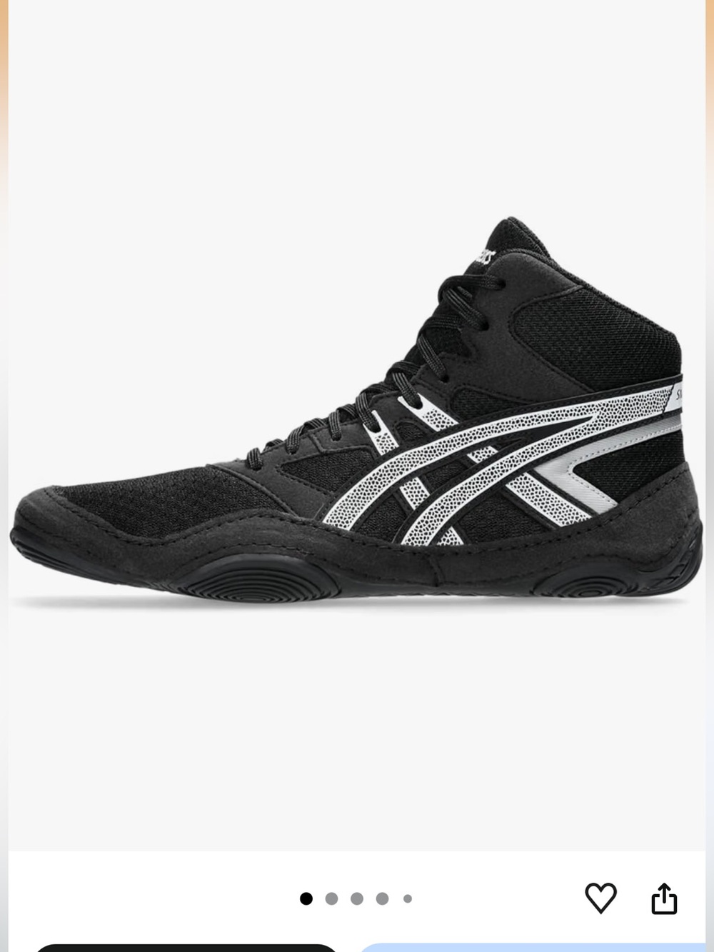 ASICS Black and White High-Top Wrestling Shoes